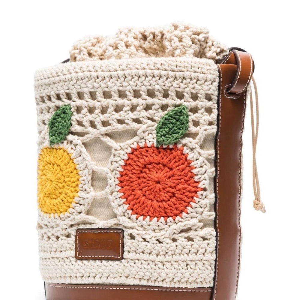 ❤️STAUD NWT Anita Cream Crochet Shoulder Bag with Fruit Accents